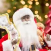15" African American Santa Figurine with List
