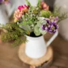10” Aster Daisy Floral in White Pitcher Accent - Pink