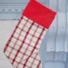 Beige Stocking with Red Plaid