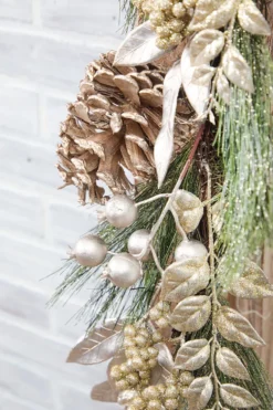 6' Berry/Pinecone/Cedar Garland - Champagne