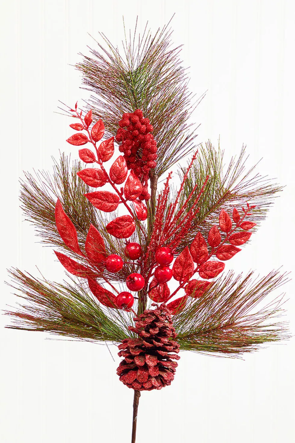 30" Berry Pinecone Cedar Spray - Red