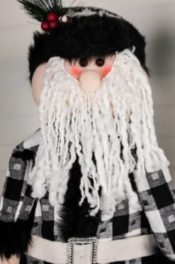 32” Black and White Buffalo Check Santa and Snowman Plush Figurine