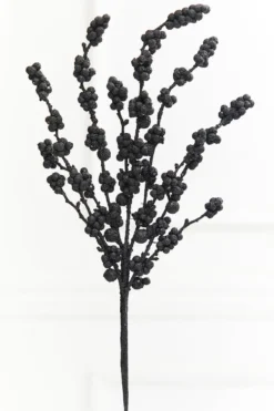 26" Black Glitter Berries Spray