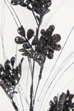 27" Black Glitter/Sequin Boxwood/Grass Spray