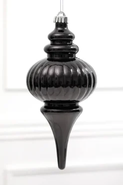 10" Black Metallic Finial Ornament