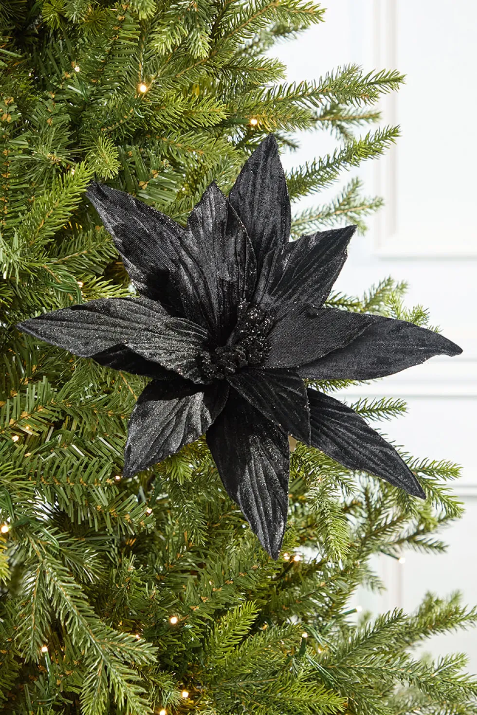 24" Black Velvet Poinsettia Stem