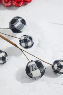 25” Black & White Buffalo Check Plaid Ball Spray