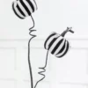 26" Black & White Striped Halloween Pumpkin Spray