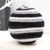 5" Black & White Velvet Stripe Ball Ornament