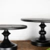 Black Wood & Metal Cake Stand - Set of 2