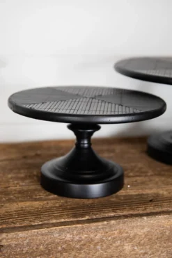 Black Wood & Metal Cake Stand - Set of 2