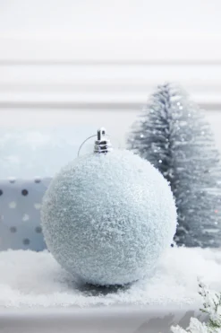 4" Blue Frosted Ball Ornament
