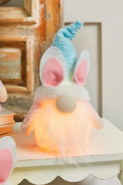 10.2” B/O Lighted Plush Easter Bunny Gnome Figurine