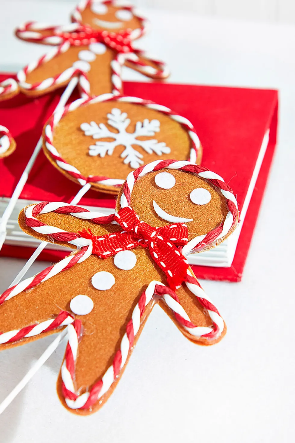 27" Brown, White and Red Gingerbread Spray