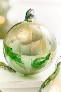 4" - 7" Brushed Copper & Reflective Blown Glass Ornament