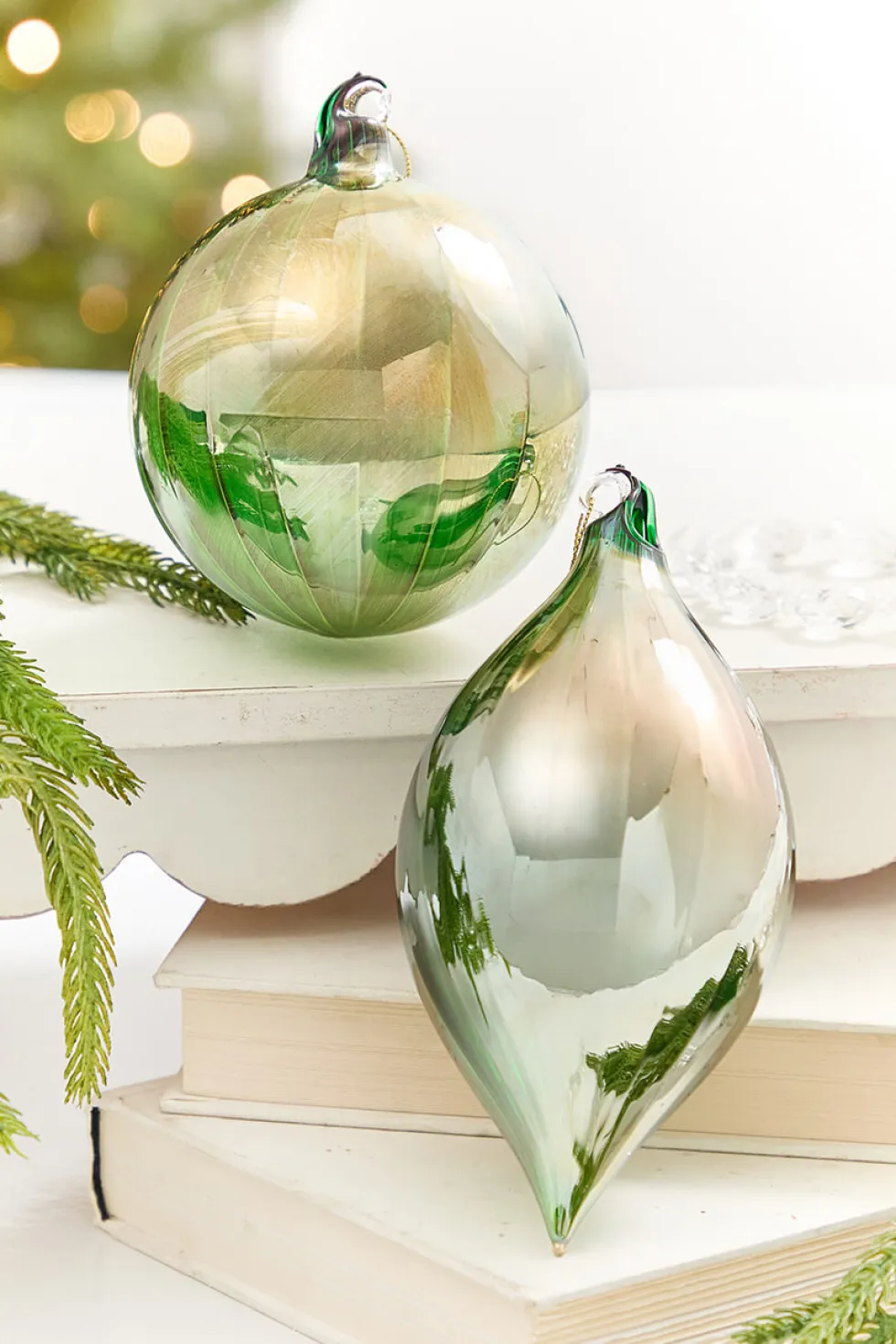 4" - 7" Brushed Copper & Reflective Blown Glass Ornament