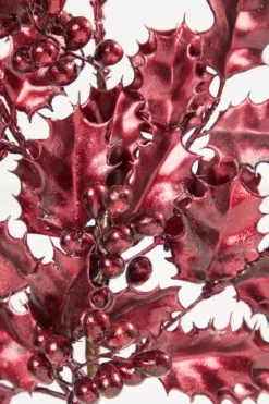27" Burgundy Metallic Holly Berry Stem