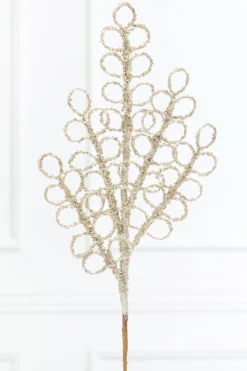 28" Champagne Beaded Glitter Loop Spray
