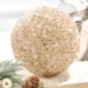 4" Champagne Glittered Iced Ball Ornament