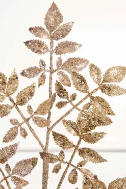 28" Champagne Glitter Leaf Spray