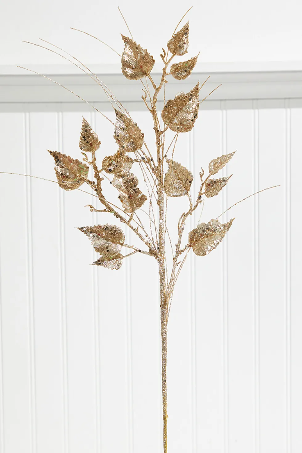 30” Champagne Glitter Sequin Rose Leaf Grass Christmas Spray