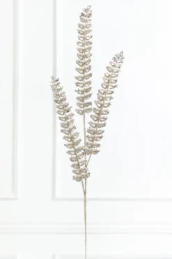 34.5” Champagne Jeweled Glitter Fern Spray