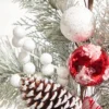 30" Christmas Ball Berry Cedar Spray- Red & White