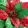 22" Classic Christmas Velvet Poinsettia Stem