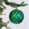 10 CM Quilted Matte Glitter Net Ball Ornament Emerald Green