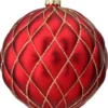 15 CM Red Matte Glitter Net Quilted Ball Ornament