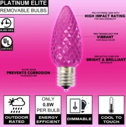 C9 Platinum Elite LED SMD Bulb (25 bulbs/bag) - Faceted, Pink