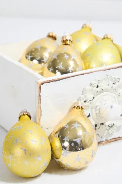 6ct Glass Drop Aztec Gold & Gold Velvet with Silver Stars