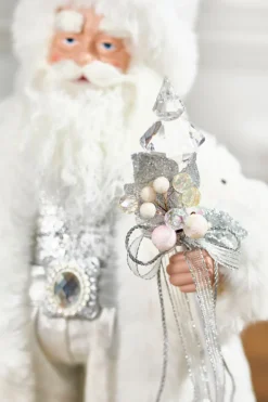 20" Fabric Winter Santa With Jewel Staff