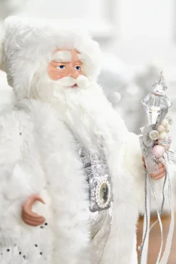 20" Fabric Winter Santa With Jewel Staff