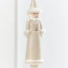 8" Faux Fur Glass Santa Ornament
