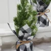 Flocked Pine Tree With Plaid Fabric - Small