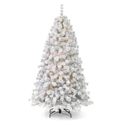 6.5' Flocked Winter Fir Tree with 250 Warm White LED Lights