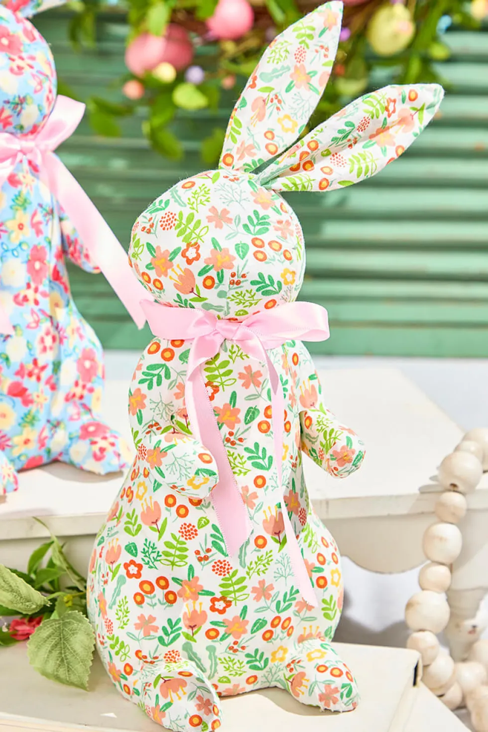 12" Floral Fabric Bunny