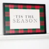 15.5" Framed Plaid Tis the Season Christmas Wall Art