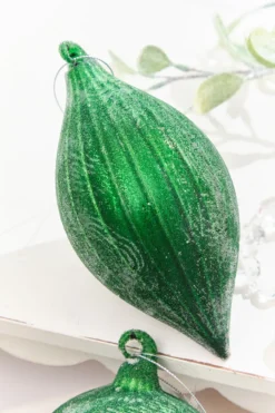 4" - 6.5" Frosted Green Glass Ornament