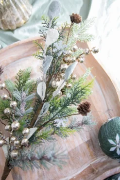 28” Frosted Mixed Pine Glitter Berry Spray