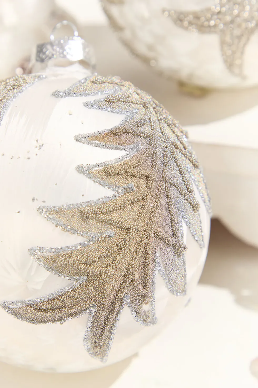 4” Frosted Silver with Tree Glass Ornament