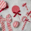 26” Frosty Peppermint Candy Cane with Bow Spray