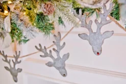 Galvanized Metal Reindeer Banner