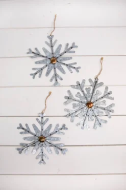 8” Galvanized Metal Snowflake Ornament