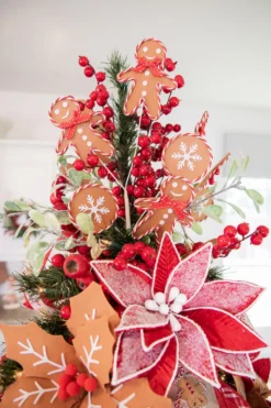 27” Gingerbread Spray with Peppermint Outline