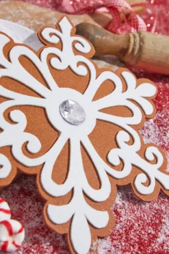 9” Gingerbread White Snowflake Ornament