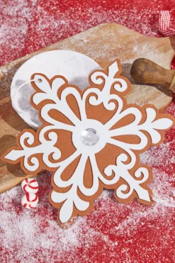 9” Gingerbread White Snowflake Ornament