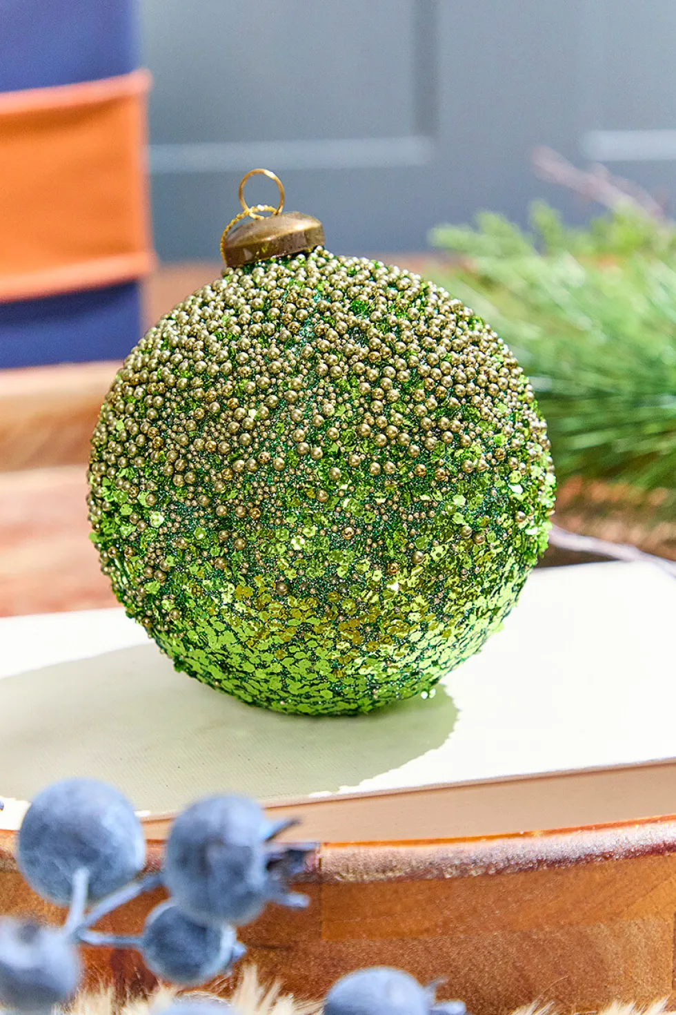 4" Glass Ball Ornament - Green