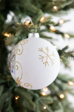 5” Glass Deer with Holly Scroll Ball Ornament
